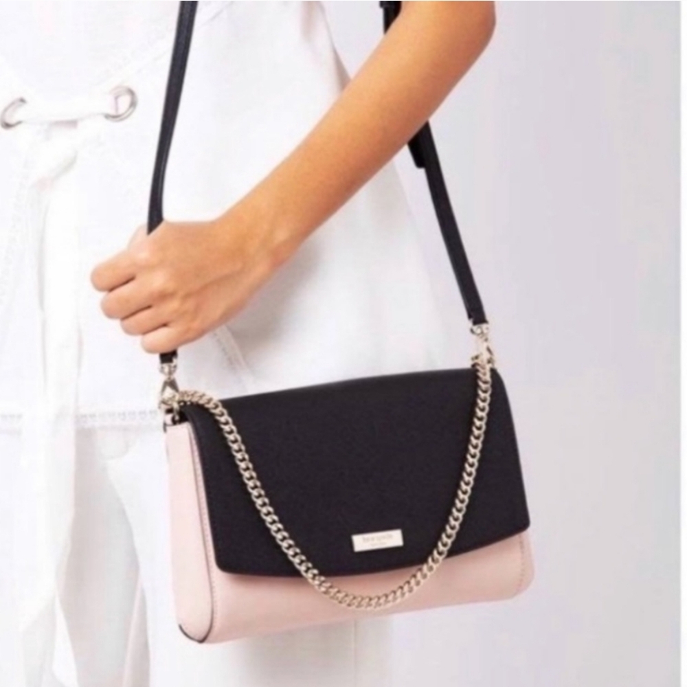 ♤Kate Spade Black and Pink Crossbody Bag With Chain